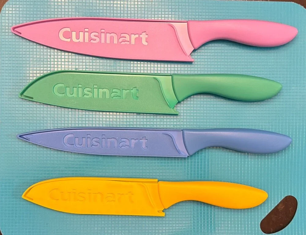 Cuisinart Ceramic Coated Colored Knives Set of 4 Stainless Steel Dishwasher Safe